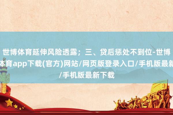 世博體育延伸風險透露；三、貸后懲處不到位-世博官方體育app下載(官方)網站/網頁版登錄入口/手機版最新下載