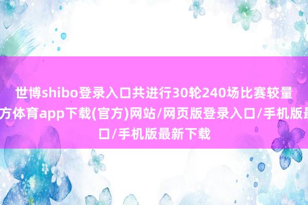 世博shibo登錄入口共進行30輪240場比賽較量-世博官方體育app下載(官方)網站/網頁版登錄入口/手機版最新下載