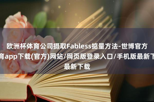 歐洲杯體育公司攝取Fabless掂量方法-世博官方體育app下載(官方)網站/網頁版登錄入口/手機版最新下載