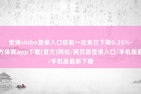 世博shibo登錄入口較前一往來日下降0.25%-世博官方體育app下載(官方)網(wǎng)站/網(wǎng)頁版登錄入口/手機版最新下載